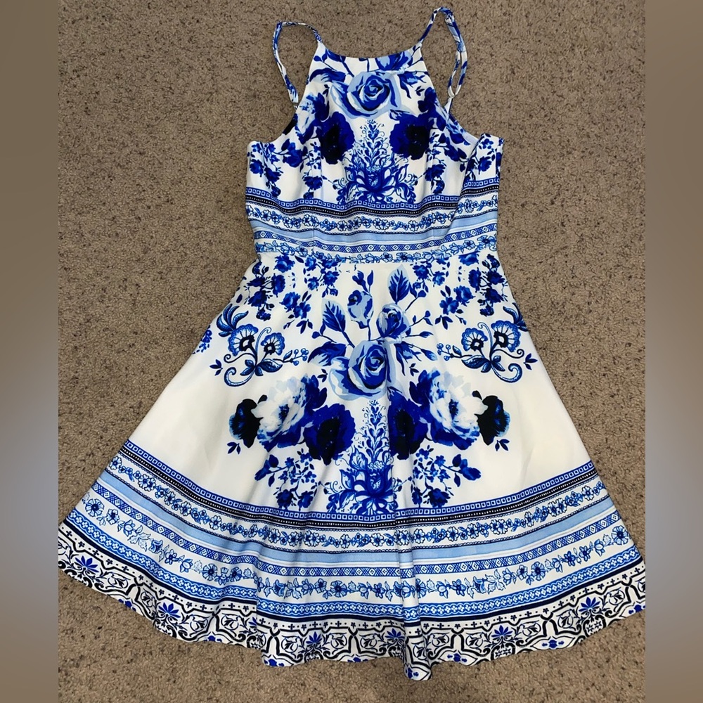 Blue Floral Mini Dress Size S